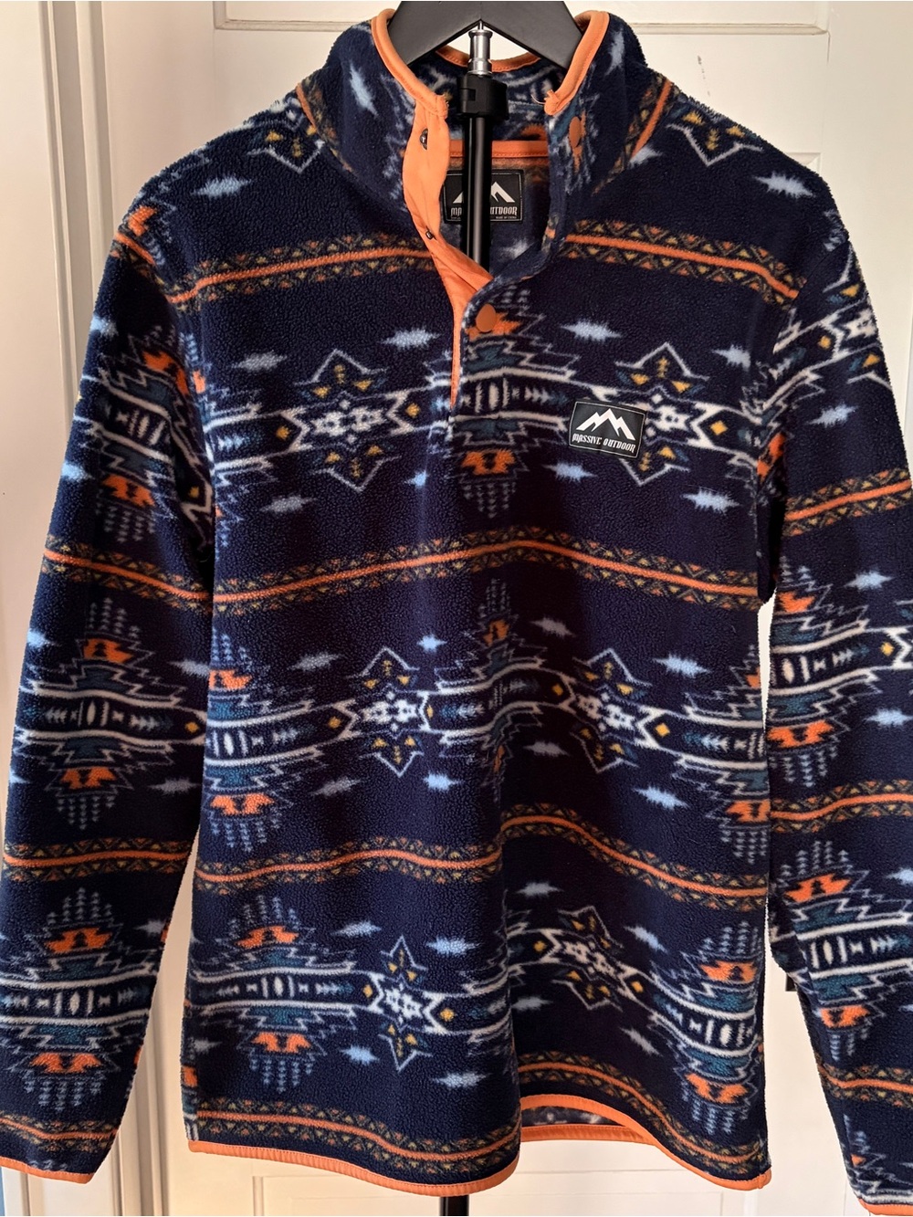 Rocky Mountain Navy & Orange Patterned Fleece Pullover